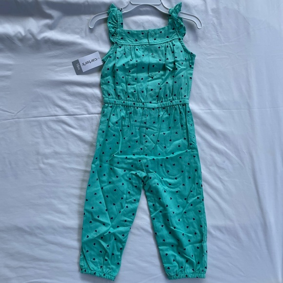 BNWT Carter's Flutter-sleeve Heart-print Jumpsuit, Baby Girls (0-24 Months) - Picture 2 of 4